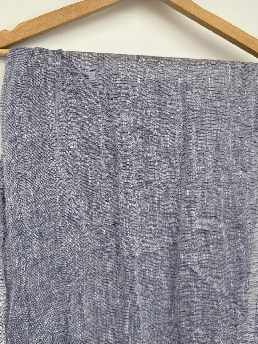Unbranded Blue Linen Lightweight Frayed Scarf Wrap Accessory